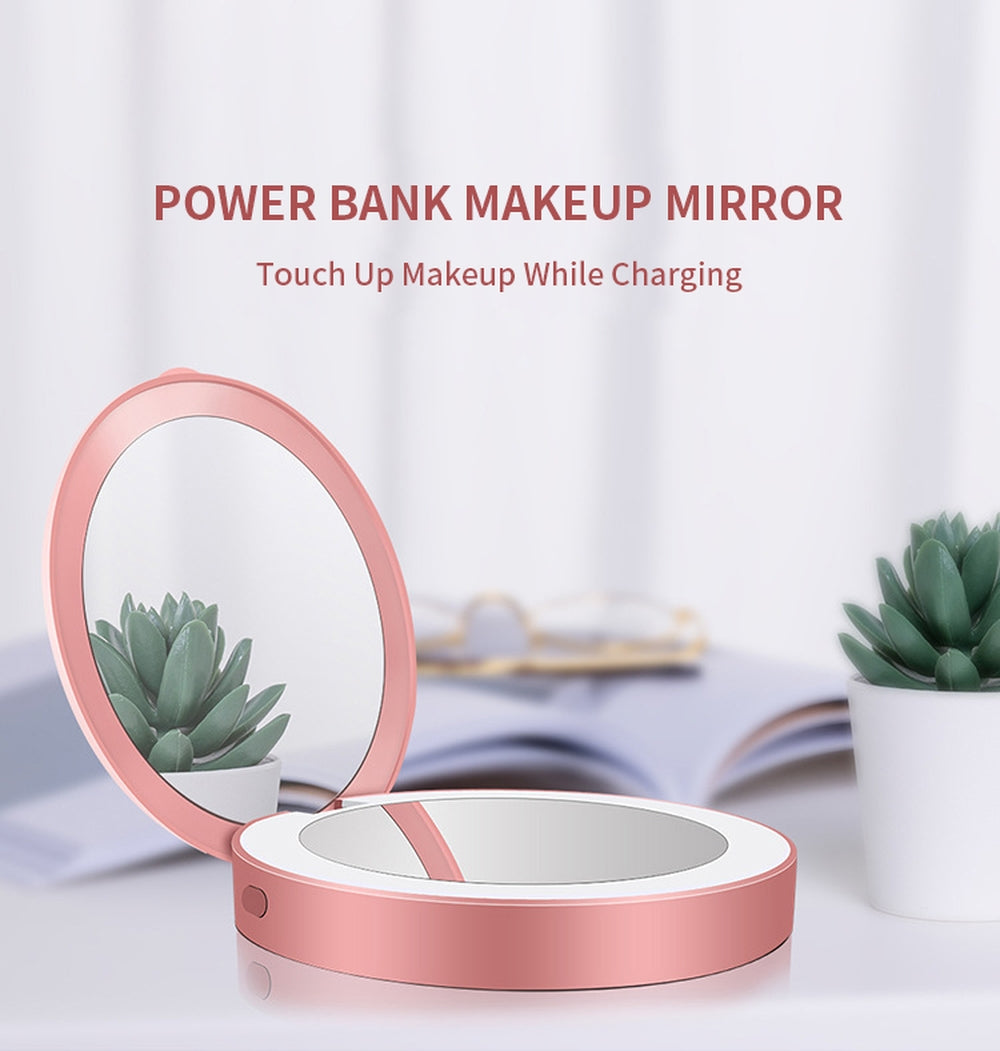 Makeup Led Mirror Compact Rechargeable With Power Bank