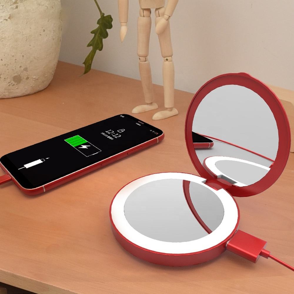 Makeup Led Mirror Compact Rechargeable With Power Bank