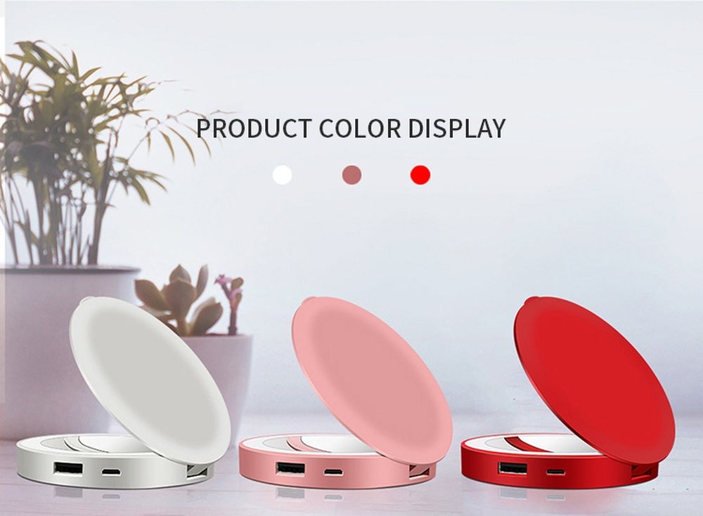 Makeup Led Mirror Compact Rechargeable With Power Bank