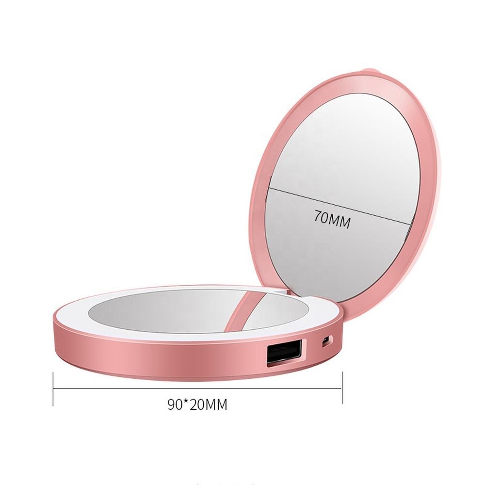 Makeup Led Mirror Compact Rechargeable With Power Bank